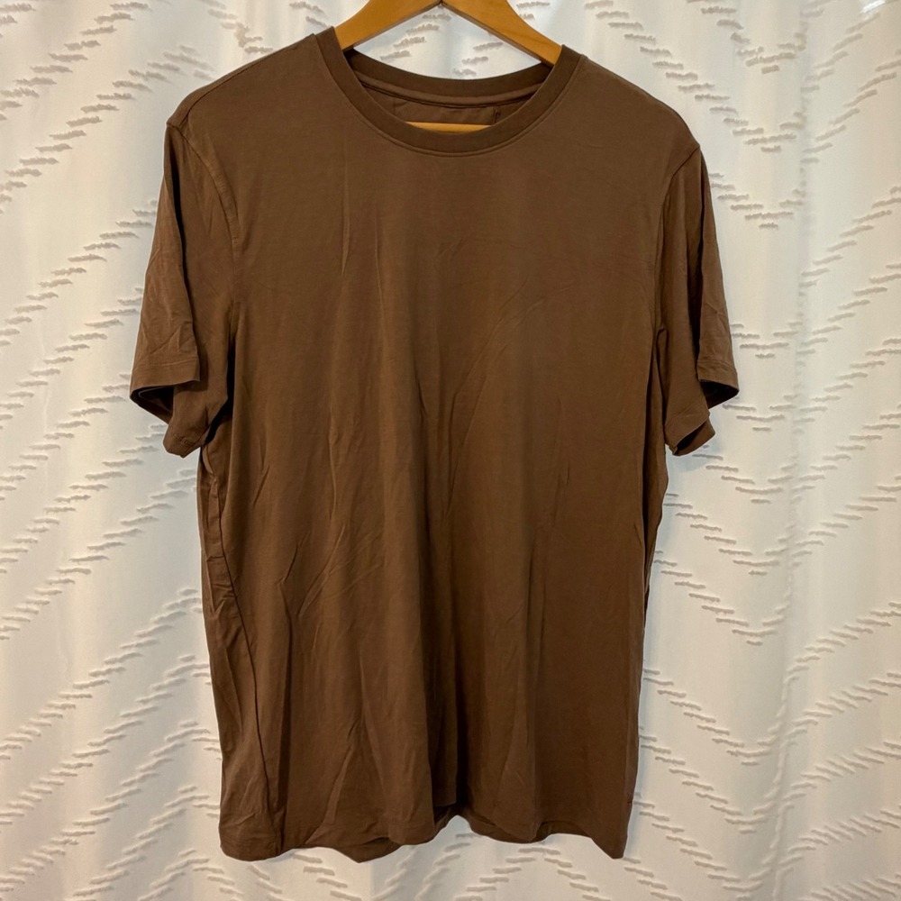 Daniel Buchler Mens Brown Modal Silk Blend Crewneck T-Shirt Size M Short Sleeve